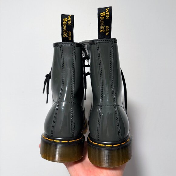 Dr. Martens 1460 W Dark Gray Patent Leather Combat Boots US 7 - Picture 3 of 9